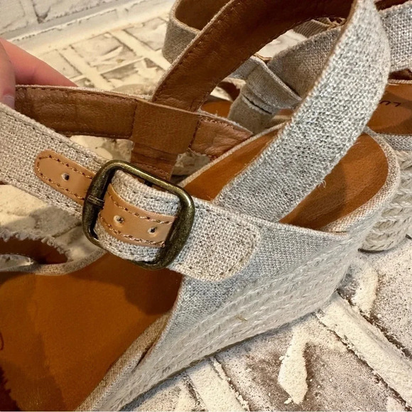 Lucky Brand Myghan Espadrille Linen Wedge Sandal Ankle strap Size 9.5 - Picture 7 of 11